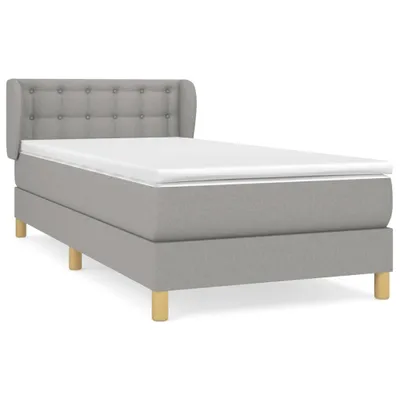 Produktbild von Boxspringbett mit Matratze Hellgrau 90x200 cm Stoff