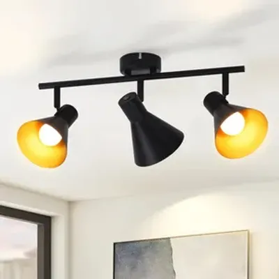 Obrázek produktu pro ZMH stropní bodové svítidlo 3 plameny stropní světlo černé stropní svítidlo předsíň E14 vintage otočné 330° průmyslové retro bodové svítidlo stropní bodové kovové do kuchyně ložnice šatny