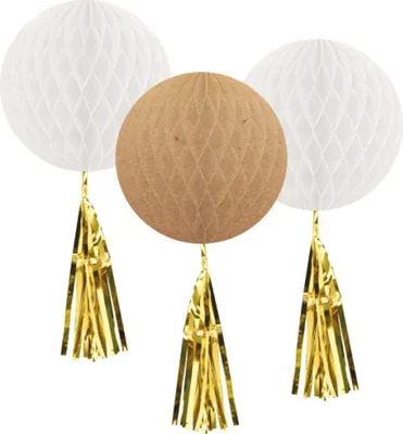 Immagine prodotto di Amscan Amscan 9913249 - Set decorativo, 3 palline a nido d'ape, decorazioni per matrimoni, decorazioni per feste