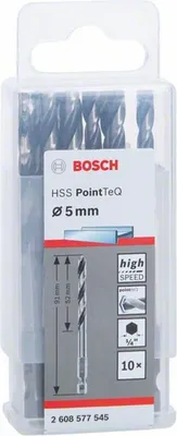 Obrázok produktu pre Šesťhranný vrták HSS PointTeQ 5,0 mm, balenie 10 kusov