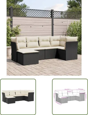 Produktbild von The Living Store 6-tlg. Garten-Sofagarnitur mit Kissen Schwarz Poly Rattan