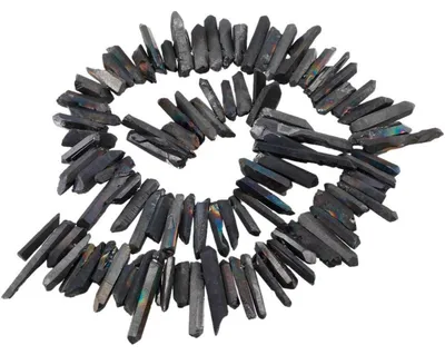 Productafbeelding van Kristalparels, grof geboord, 15 inch (ongeveer 38 cm) ketting, losse parels, zwart, 12 mm - 35 mm