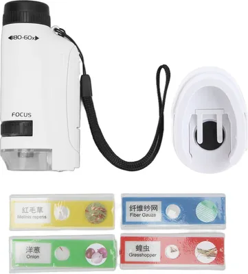Produktbild von Kleine Handheld -Runde Griff Mikroskop 60x bis 120x Mini -Tasche mit LED -Licht