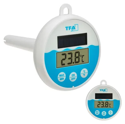 Immagine prodotto di TFA Dostmann Termometro solare digitale per piscina Termometro per piscina bianco, turchese (30.1068.02)