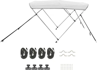 Produktbild von SucceBuy Biminitop für Boote mit 3 Bögen, 183 cm L x 185 cm - 198 cm B x 116 cm H, hellgrau