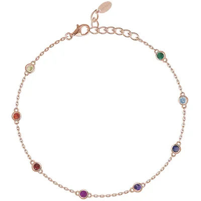Produktbild von Mabina Damen Fußkette 925 Silber 533376 Rosegold plattiert, Zirkonia 26 cm