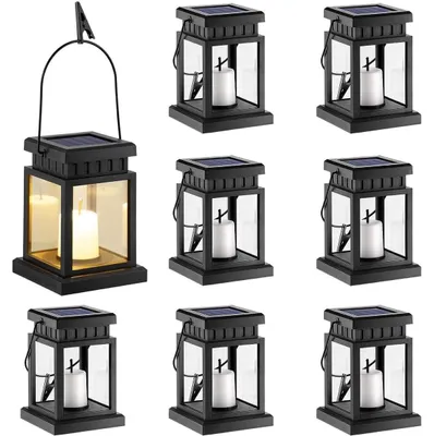 Image de Lanterne solaire de jardin - Suspendue - Lot de 8 - Lumière chaude blanche