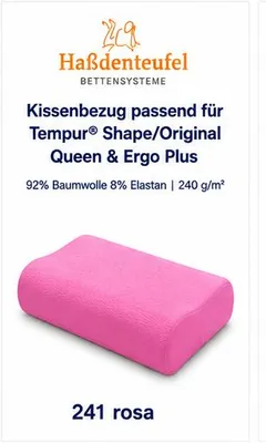 Produktbild von Kissenbezug passend für TEMPUR Shape/Original Queen & Ergo Plus – 20 Farben