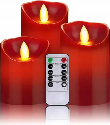 Obrázok produktu pre Oshine LED parafínová sviečka na batérie, sada 3 ks, červená