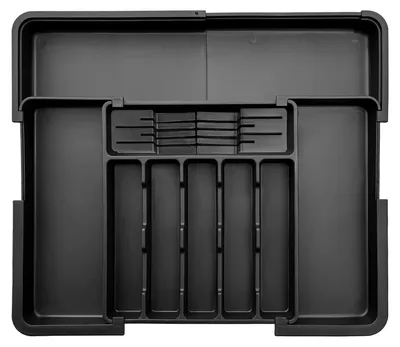 Ausziehbarer Besteckorganizer, verstellbar, für Löffel, Gabeln, Schwarz