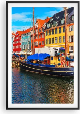 Produktbild von Gerahmtes Poster - Schwarzer Rahmen - Kopenhagen Nahavn Schiffe - 61x91,5 cm - Wand Bild - Wanddeko - Wandbilder - Wandposter - Bilderrahmen - Bilder - Kunstdruck - Wandbild - P2BPA61x91-4205