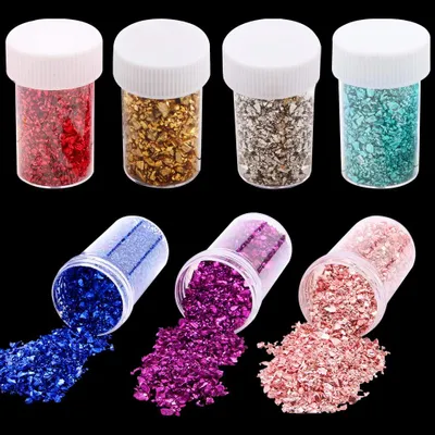 Metallische Glas-Chips für Resin, 7 Farben, 20 g je Dose