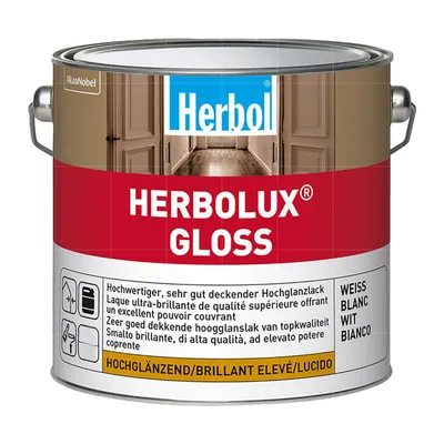 Produktbild von Herbol Herbolux Gloss, Fertig gemischt, Holz, Hochglanz-Oberflächenbehandlung, Weiß, Weiß, Lösungsmittelbasiert