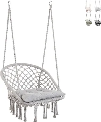 Produktbild von Hängesessel Garten-Hängematte mit Kissen 88x130 cm Javier YES - Grau