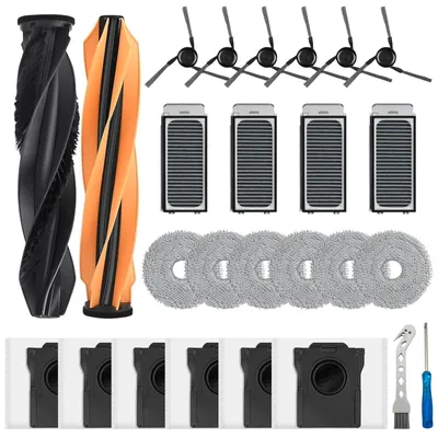 Immagine prodotto di Accessori set da 26 pezzi: spazzola principale, spazzole laterali, panni in microfibra, sacchetti per la polvere, filtro HEPA. Compatibile con Dreame X50 Ultra. Ricambi per aspirapolvere