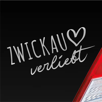 Produktbild von Auto Aufkleber Zwickau verliebt Herz Stadt Heimat Liebe Car 19x8 cm Silber Sticker Heckscheibenaufkleber