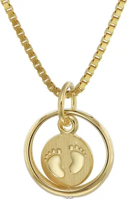 trendor 75395 Taufring Babyfüße Gold 585 / 14 Karat mit vergoldeter Kette 1