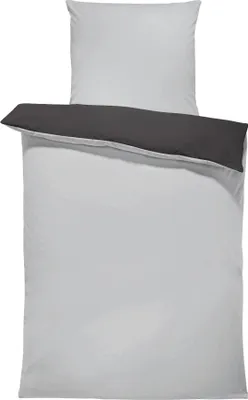Produktbild von 4 teilig Bettwäsche 155x220 cm grau anthrazit Uni Wende Übergröße Microfaser