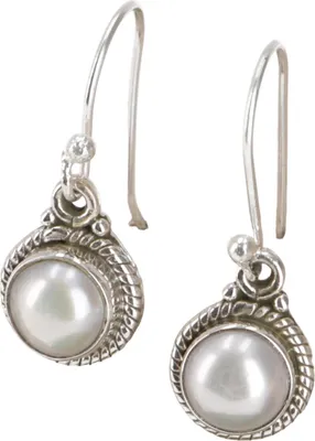 Produktbild von Indische Boho Silberohrringe, Ohrhänger - Perle, Silber-Farben, SterlingSilber, 1*1*0,4 cm, Silberohrringe