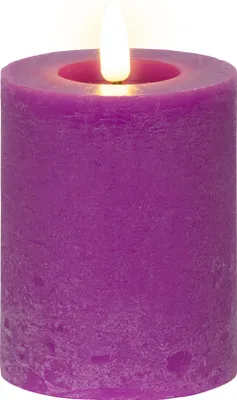 Produktbild von LED Kerze 7x11cm mit Timer Wachs Rustik Lila / Warmweiß
