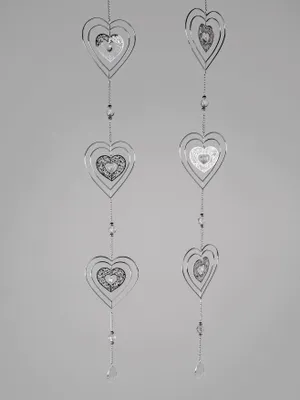 Produktbild von formano 2er Set Fensterdeko Hänger Herzen hängend 14x110 cm Fensterschmuck Hängedeko