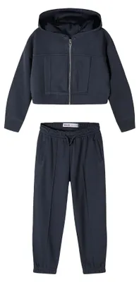 Produktbild von Minoti - Hoodie und Jogginghosen-Set für Mädchen, Durchgehender Reißverschluss, Fleece MN823 (158-164) (Grau)