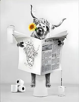 Tierposter Kuh-Motiv, Canvas 20x30 cm, Wanddeko ohne Rahmen