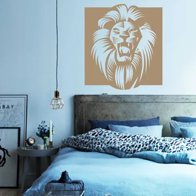 Produktbild von Wandtattoo - Wandaufkleber - Wandtattoo "Afrika Löwe" - 63cm x 58cm braun - Dekoration Küche Wohnzimmer Wand