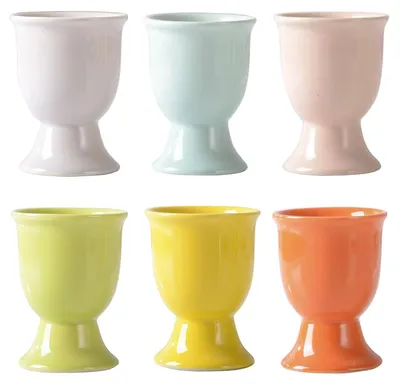 6er-Set Porzellan-Eierbecher, bunt, für Frühstückstisch