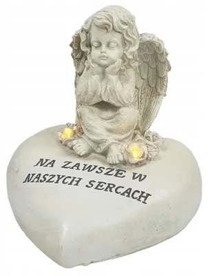 Obrázok produktu pre Anjel LED hrobová socha s nápisom NAVŽDY V NAŠICH SRDCIACH 12 cm