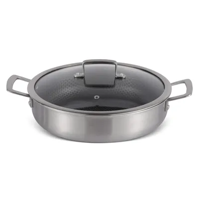 Obrázek produktu pro Servírovací pánev Edenberg 24 cm se skleněnou poklicí, 2,8 l, nerezová ocel s třívrstvým nepřilnavým povrchem