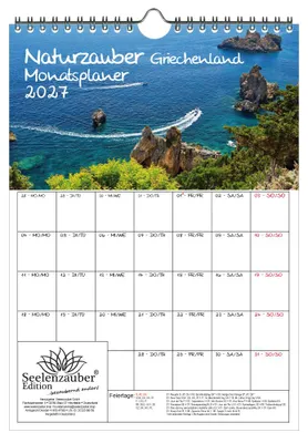 Produktbild von Naturzauber Griechenland Planer DIN A4 Kalender für 2027 Natur Landschaft Meer Reise Strand Urlaub - Seelenzauber