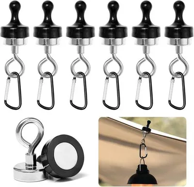 Zdjęcie produktu dla Haczyki magnetyczne, czarne, 6 sztuk