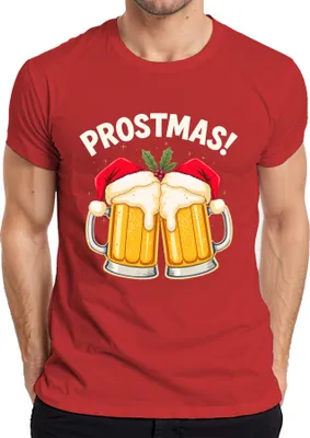 Produktbild von Prostmas Bierkrug Weihnachtsmann Bier Weihnachten lustig Geschenk Herren T-Shirt, Rot, 3XL