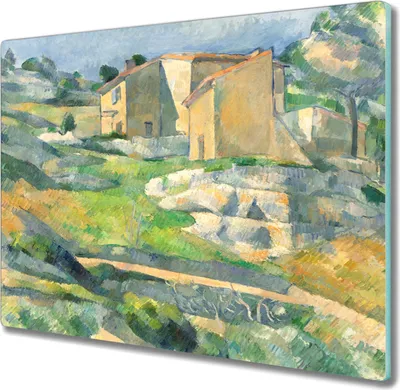 Produktbild von Coloray Herdabdeckplatte 60x52 cm Schneidebrett Kochplattenabdeckung Küchenbrett Hackbrett - Malerei Häuser