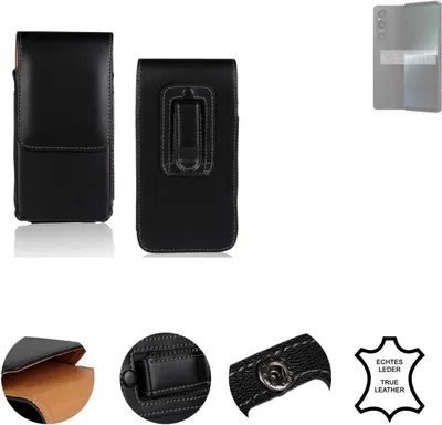 Produktbild von K-S-Trade Holster Gürteltasche Handy Hülle Schutzhülle kompatibel mit Sony Xperia 1 V Handyhülle Leder schwarz, 1x