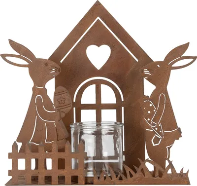 Produktbild von Clayre & Eef Teelichthalter 26x9x26 cm Braun Metall Kaninchen