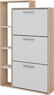 Immagine prodotto di Scarpiera da ingresso Vicco Orlando Bianco/Sonoma 80 x 128.3 cm con 3 scomparti pieghevoli, Model 58427