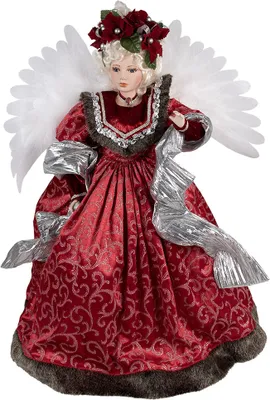Produktbild von Clayre & Eef Weihnachtsdekoration mit LED-Beleuchtung und Musik Engel 65 cm Rot Kunststoff