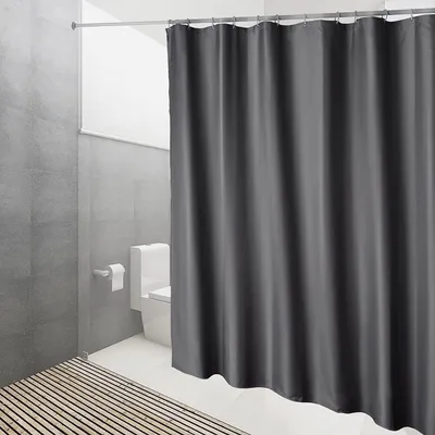 Produktbild von Duschvorhang Textil Anti-schimmel Wasserdicht Waschbar Badvorhang aus Polyester Stoff Dunkelgrau 120x200cm
