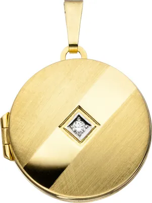 Produktbild von Medaillon Anhänger zum Öffnen aus 333 Gold Gelbgold rund Zirkonia weiß Amulett