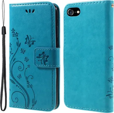 Produktbild von iPhone SE (2022/2020), iPhone 8 / 7 Hülle - Coverup Blumen & Schmetterlinge Klapphülle - Blau