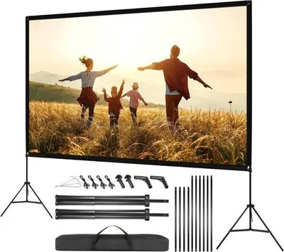 Produktbild von Famanu Projektionsschirm mit Stativ - Leinwand für Heimkino, Präsentationen und Outdoor - 120 Zoll