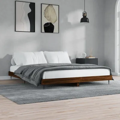 Produktbild von "2026 Promotion" Bettgestell moderne - ohne Matratze - Braun Eiche 120x200 cm - Holzwerkstoff - Polsterbett CC29742