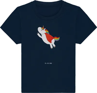 Produktbild von Mr. & Mrs. Panda Babyshirt Einhorn Geburtstag 24. - 36. Monat - French Navy - Geschenk, Superheld, Organic Baby T-Shirt, Shirt, , Unicorn, Freundin, Traummann, Held