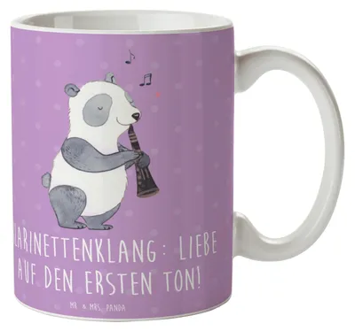Produktbild von Mr. & Mrs. Panda Tasse Klarinette Liebe  - Lavendeltraum - Geschenk, Kaffeebecher, Holzblasinstrument, Instrument, Musikliebhaber, Lernen, Keramiktasse, Musikgeschenke
