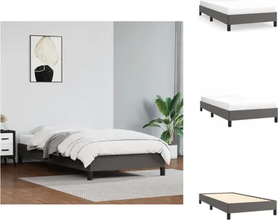 Image de vidaXL Cadre de lit Gris 90x190 cm Similicuir - Lits et cadres de lit