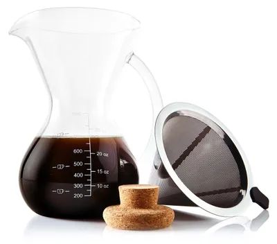 Productafbeelding van Pour Over Koffiemaker (800 ml) met Koffieschep en Roestvrijstalen Filter