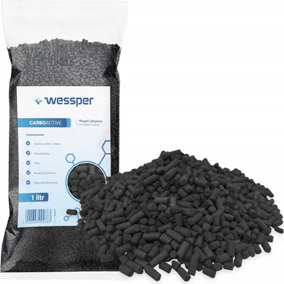 Produktbild von Wessper Granulierte Aktivkohle 1L | Kohle zur Filterung in Aquarien oder Teichfiltern, hochreines Granulat zur Luftreinigung, zur Behandlung von Gewässer