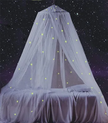 Produktbild von Leuchtendes Sternenhimmelbett mit integriertem Moskitonetz für Babys und Kinder. Galaxien-Himmelbett für Kinderbetten und Babybetten.